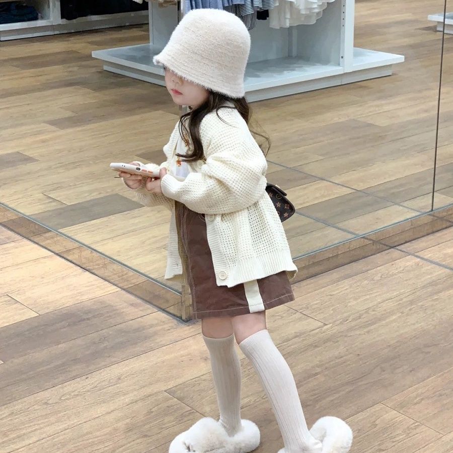 女童渔夫帽秋款洋气百搭米白色水桶帽2到10岁潮流黑色渔夫盆帽