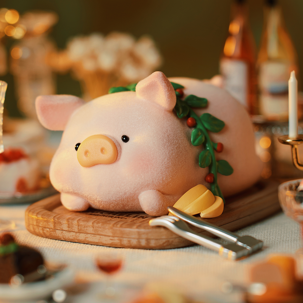 LuLu五星餐厅系列植绒猪潮玩盲盒手办玩具派对礼物