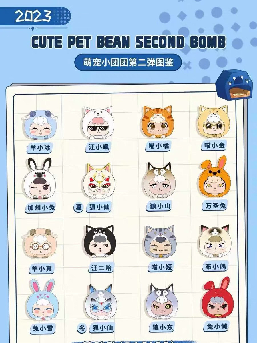 【直播间拆开】萌宠小团团第二弹萌粒潮玩盲盒（买二送一）不许愿