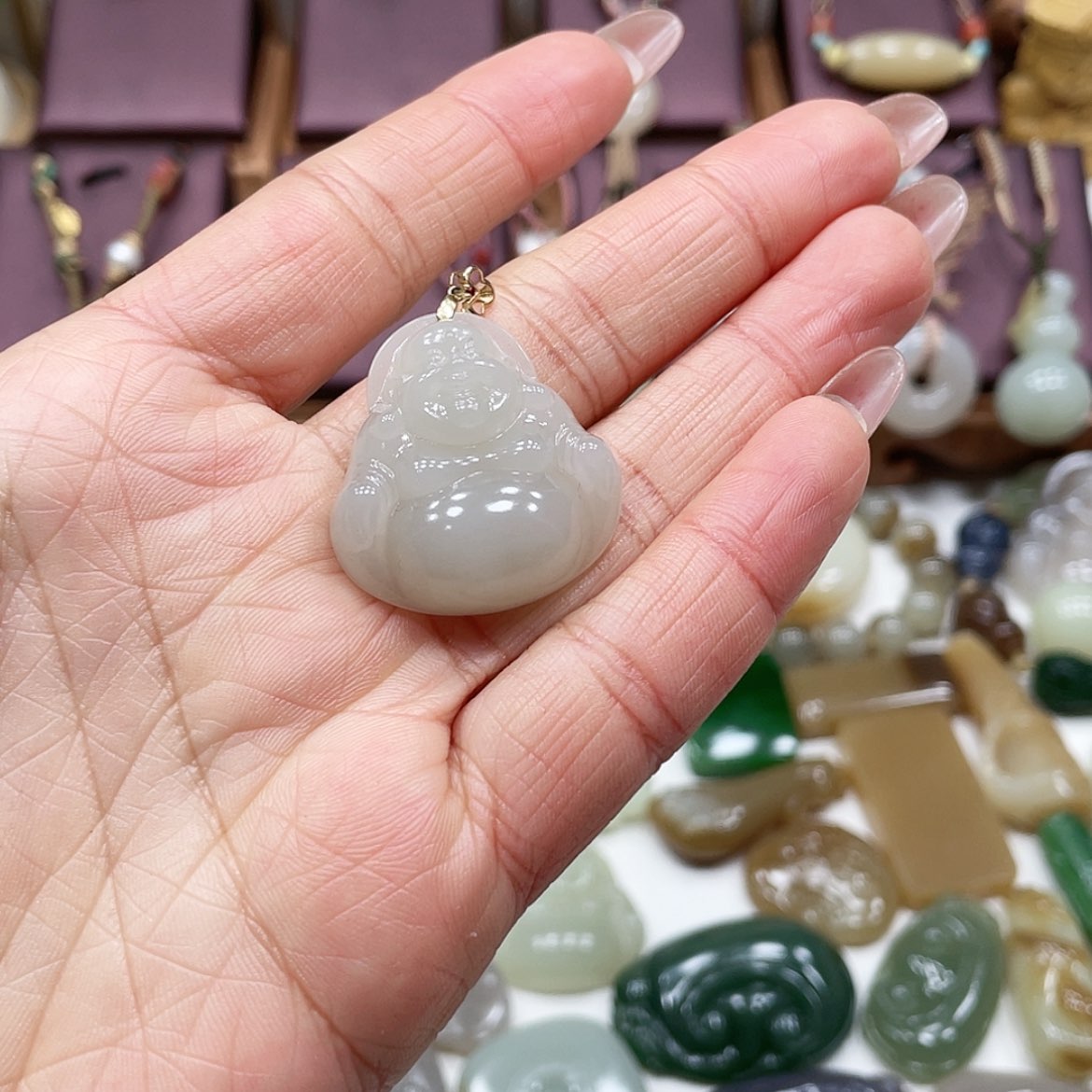 【闪购商品】和田玉颈饰18K金镶嵌布****