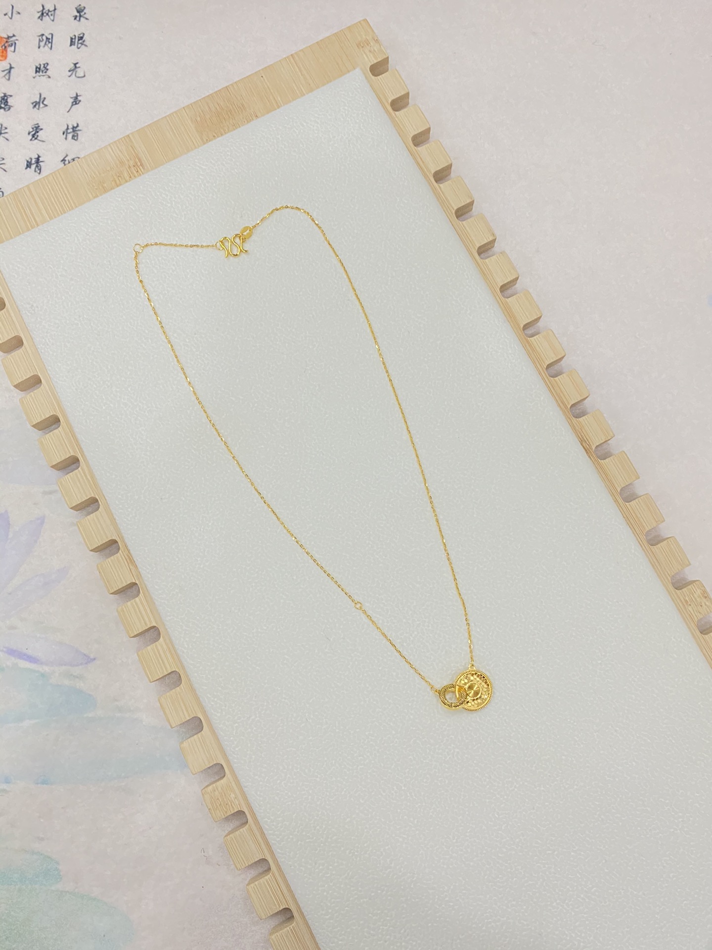 合金项链 双环蜂巢套链 足银项链 时尚气质百搭精致款