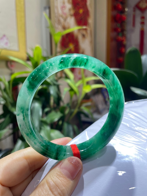 天然独龙玉冰飘花手镯内径61内径62宽14厚10适合大手佩戴送人自用