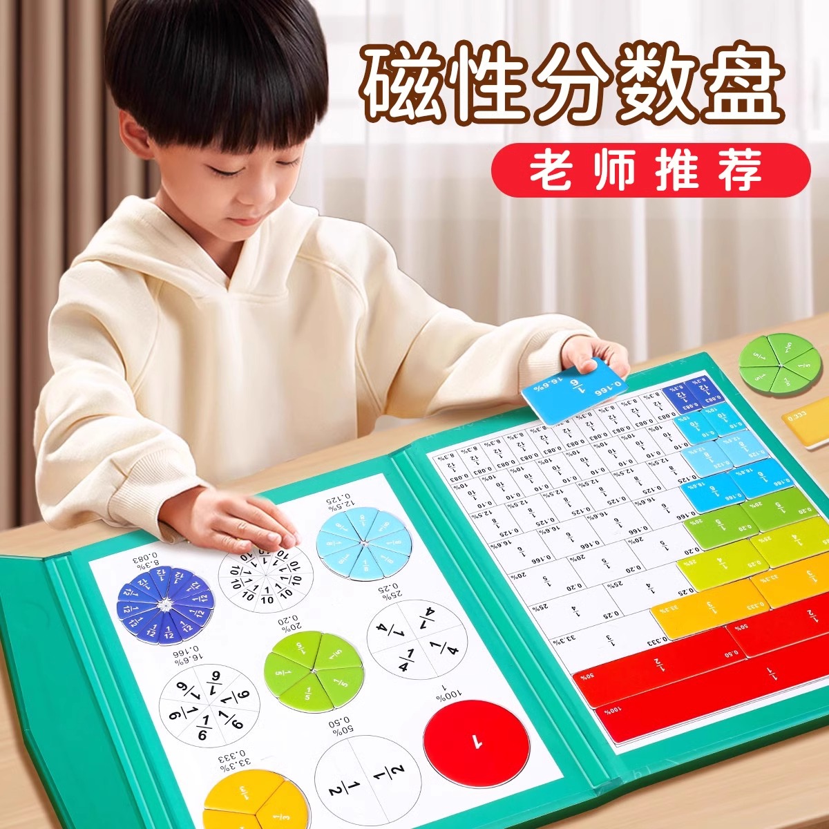 磁吸磁力分数盘教具三年级上册数学磁性演示器学具人教版初步认识