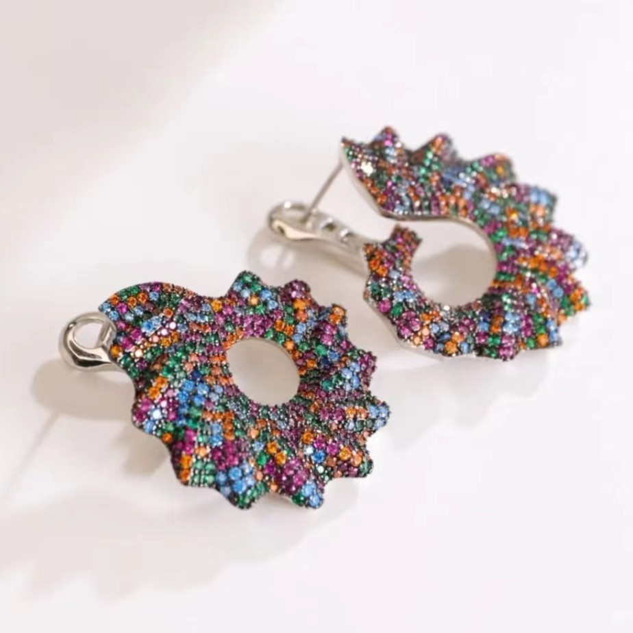 铜合金合成锆石耳饰 异色圣诞设计师新年限定款 SSAZ131