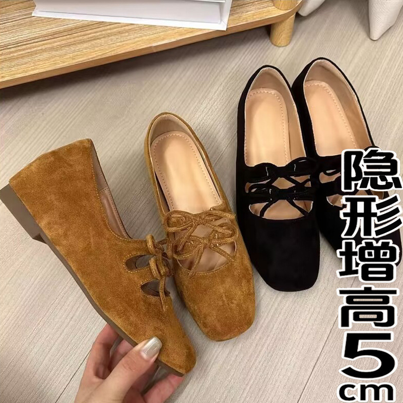 小码女鞋浅口小个子内增高豆豆鞋蝴蝶结玛丽珍鞋女芭蕾舞单鞋低跟