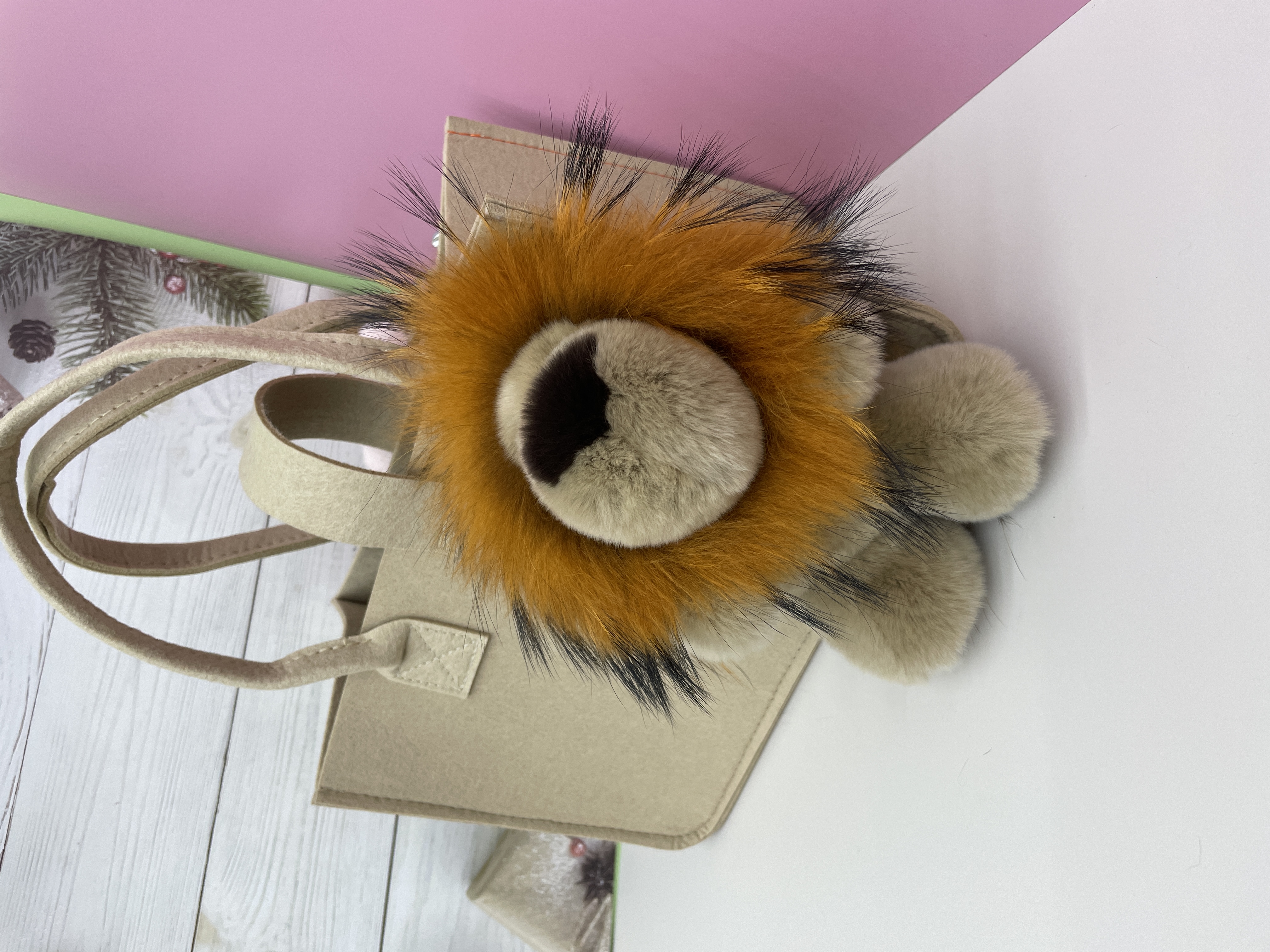 獭兔毛+貉子毛小狮子 包包挂饰 钥匙挂件 