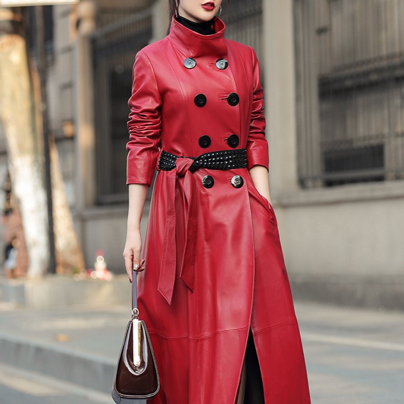 YOUEN高定真皮绵羊皮皮衣女外套羽绒服外套长款修身韩版显瘦皮衣