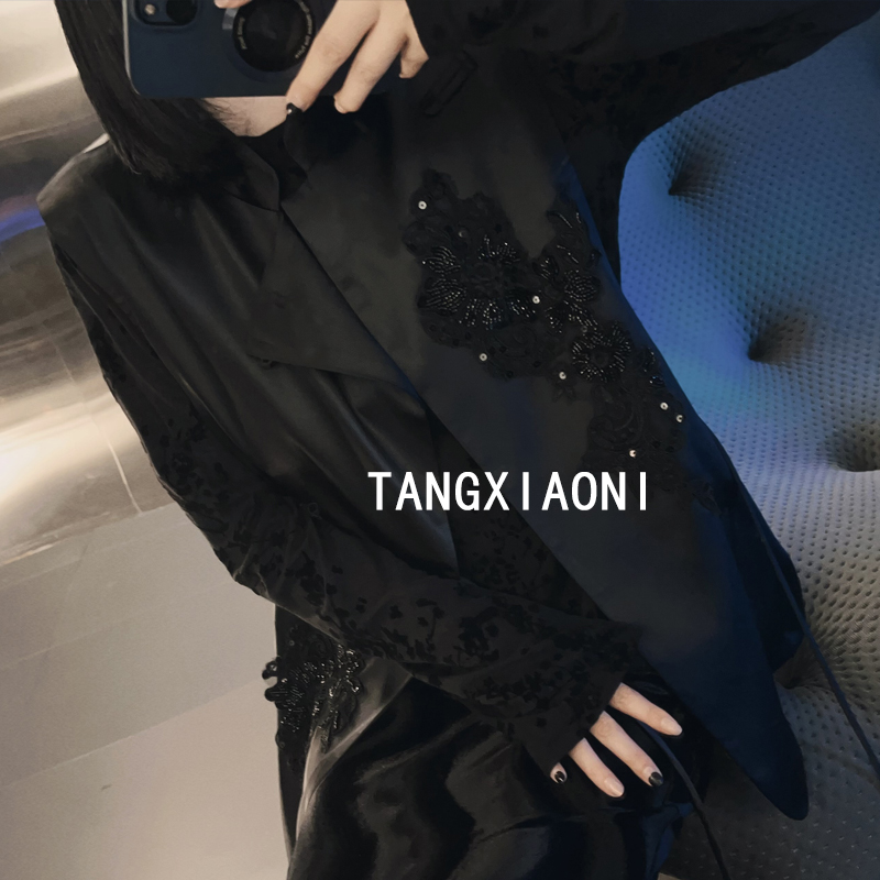 刺绣款 【黑璞宝】重磅手工钉珠马甲  