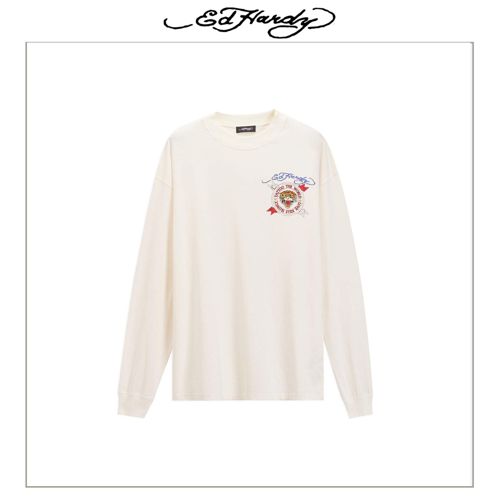 Ed Hardy/埃德哈迪秋季新款经典小虎头长衫T恤宽松潮流E1QYM304