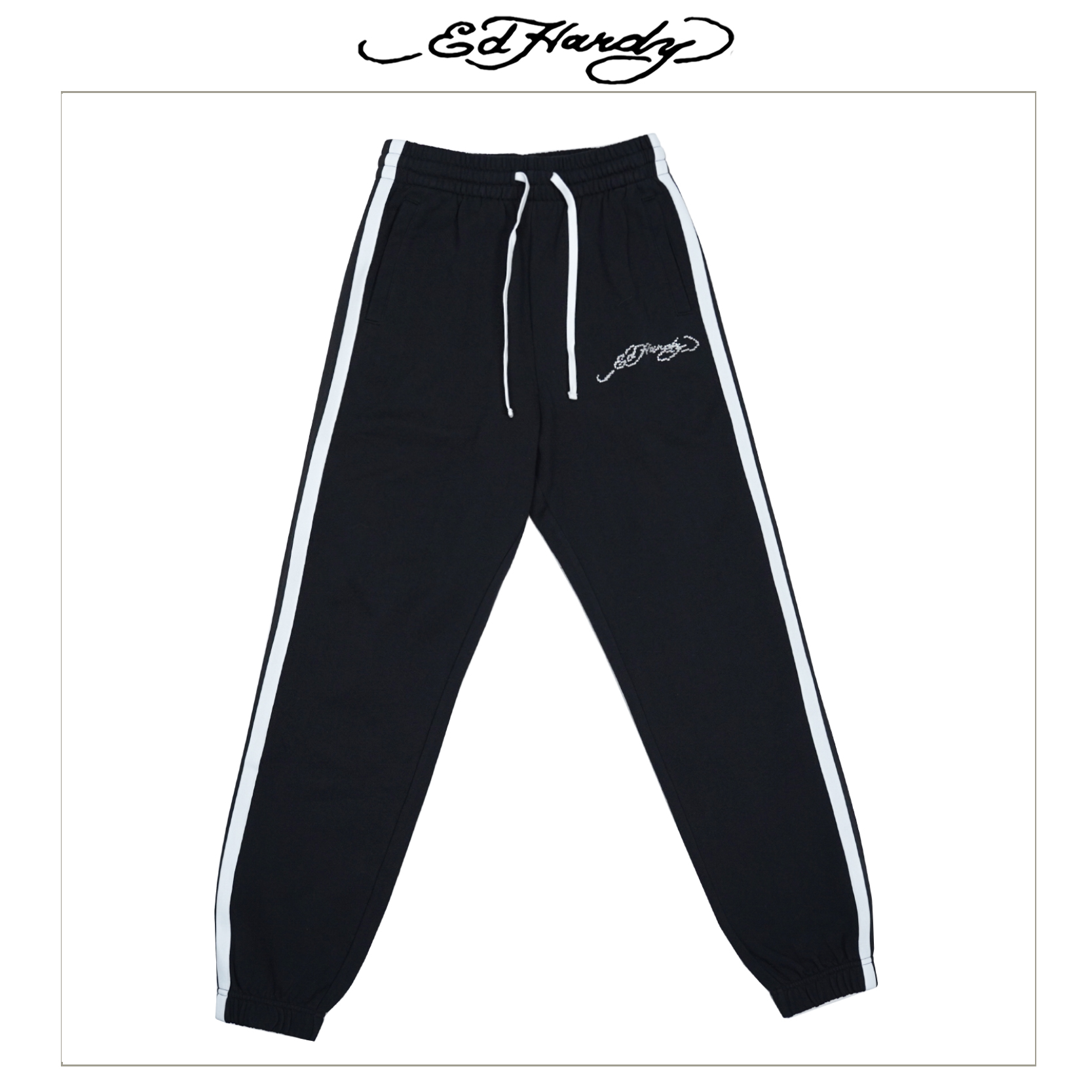 Ed Hardy/埃德哈迪小LOGO侧边条潮流长裤E1QYM116
