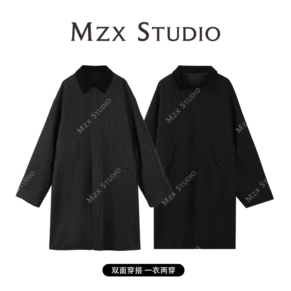 MZX 千鸟格双面灯芯绒领大衣外套WT6617-F