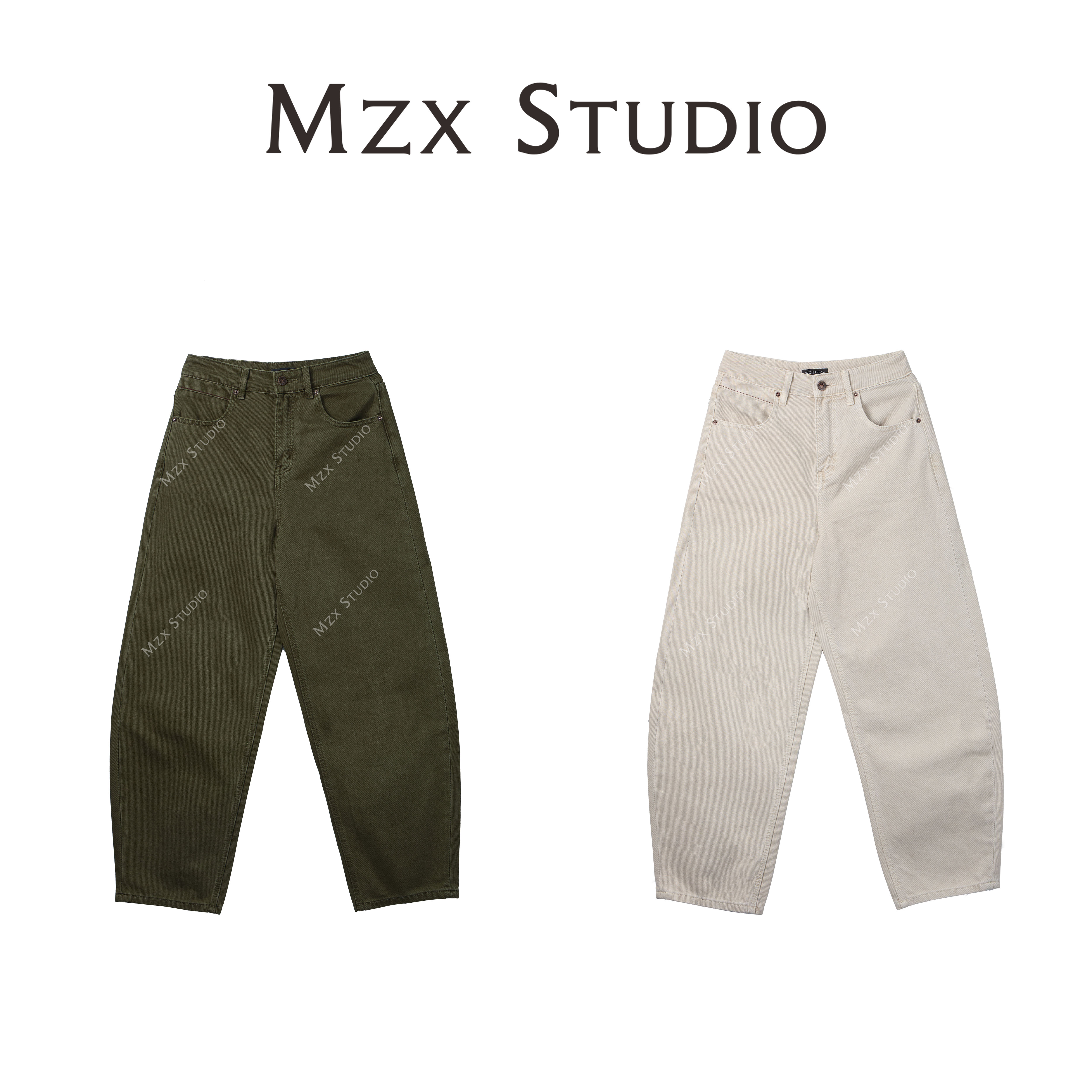 MZX 全棉复古洗水做旧阔腿牛仔裤KZ4204-M