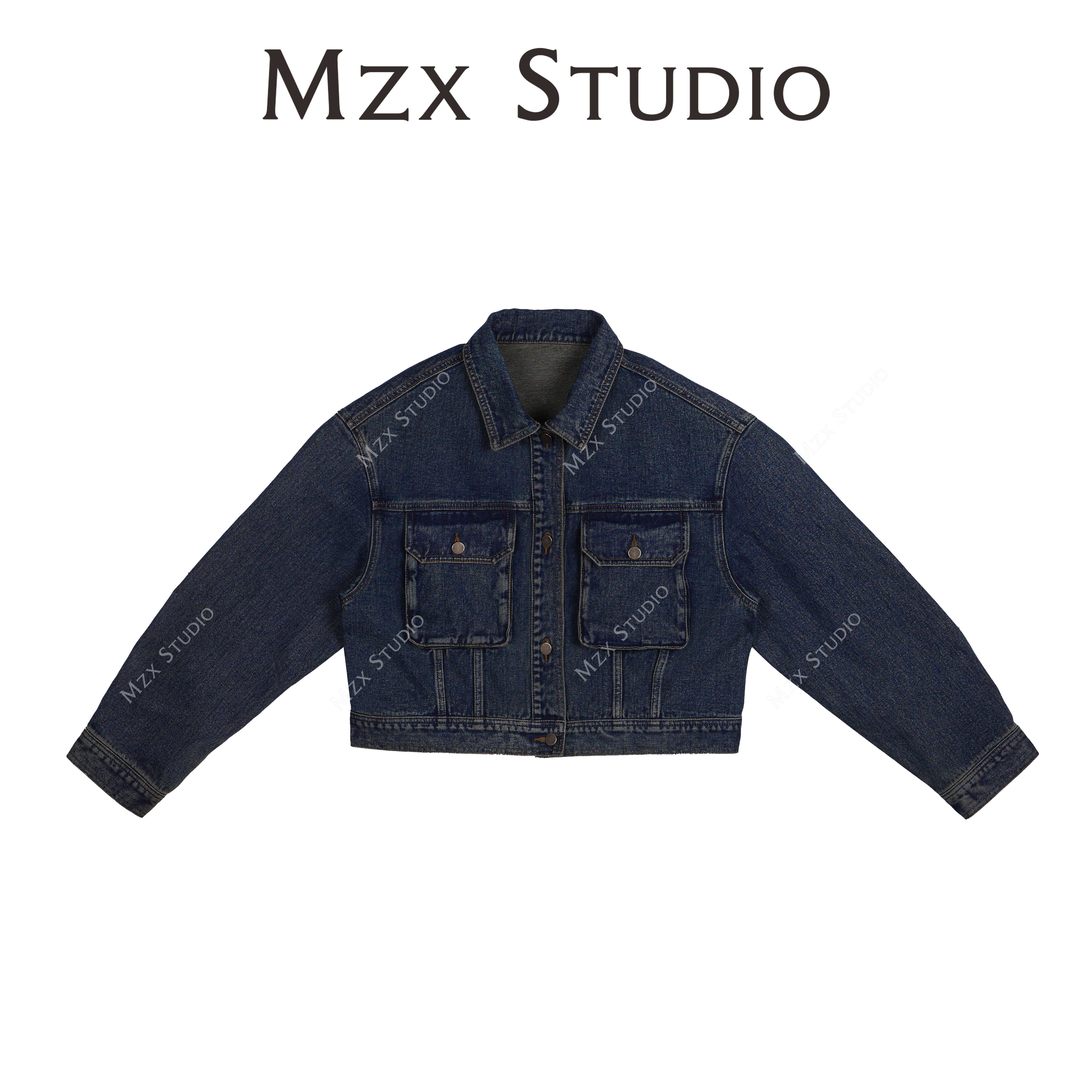 MZX 潮流复古短款工装牛仔外套WT6441-F