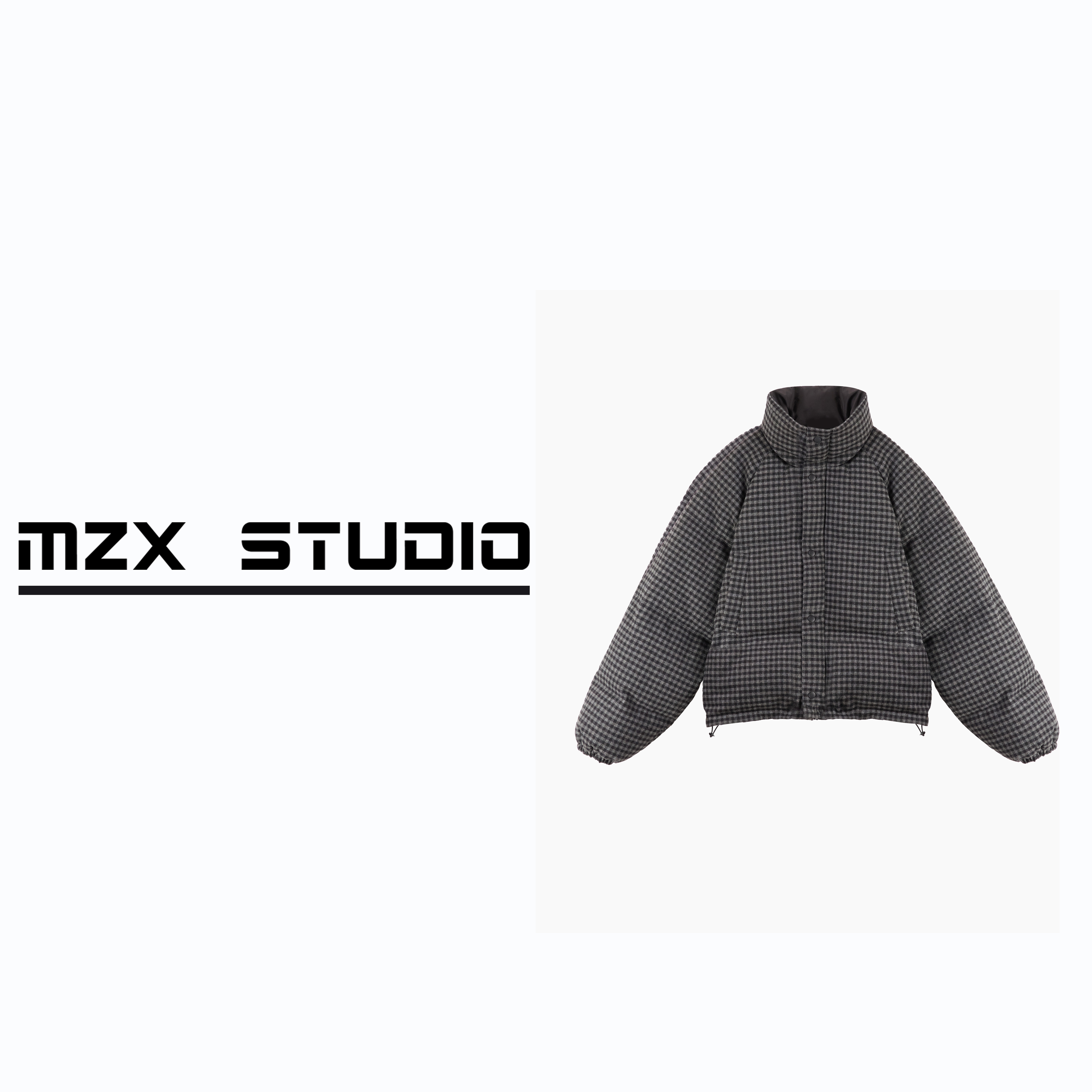 MZX STUDIO 冬季格子立领保暖羽绒服YR8514