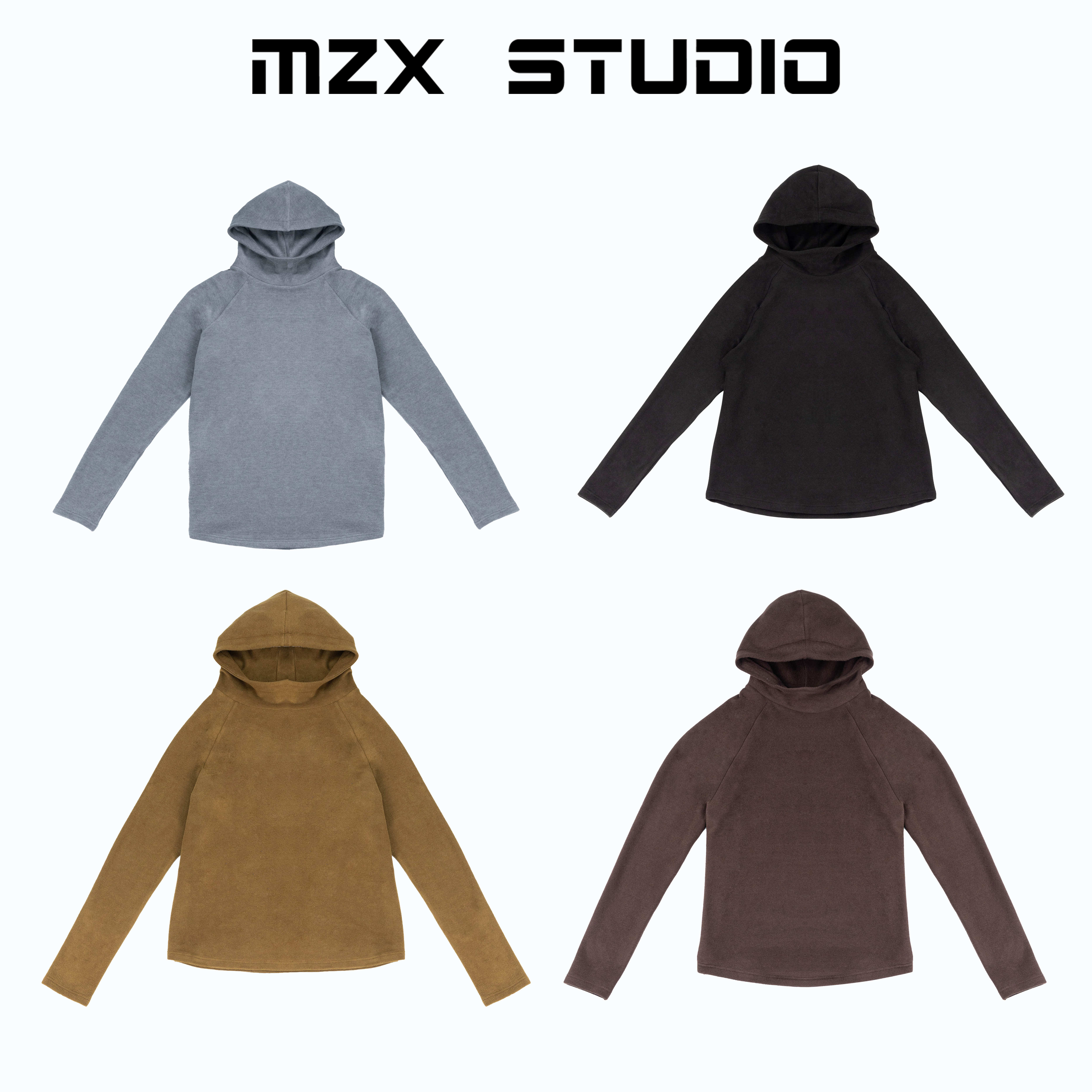 MZX STUDIO休闲舒适纯色长袖帽衫SY8322