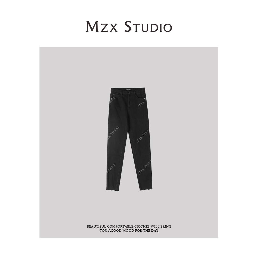 MZX 高腰加绒九分微弹小脚牛仔裤KZ4213-M