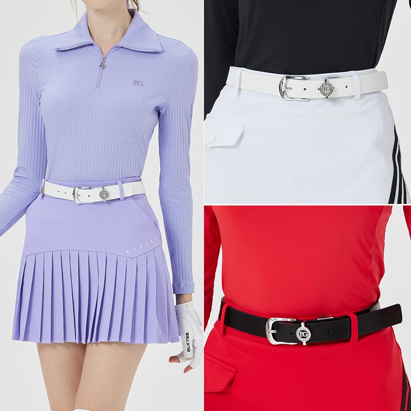 高尔夫皮带女士新款腰带韩版简约时尚针扣头层皮裤带golf皮带黑色