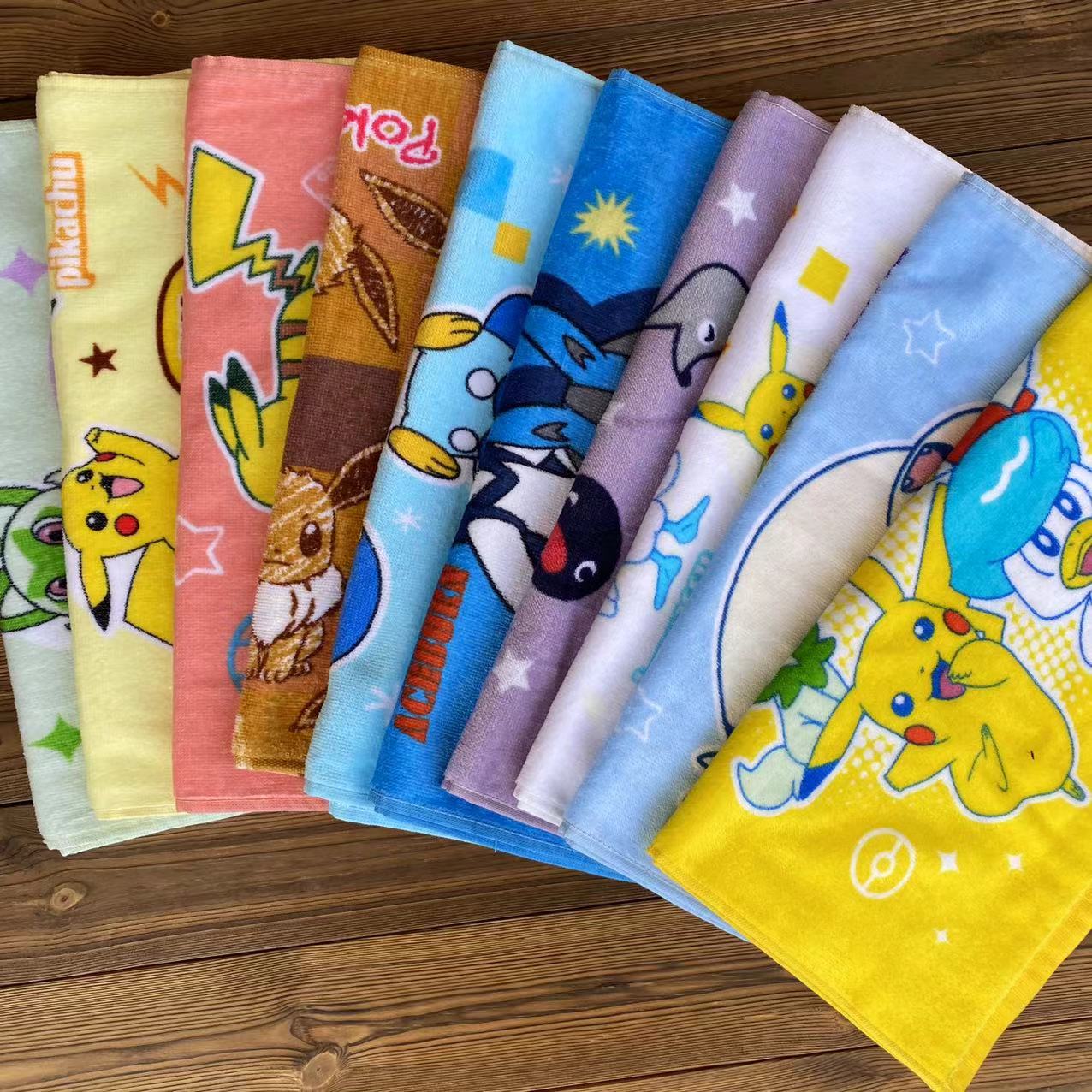 皮卡丘印花纯棉毛巾可爱卡通日常家用洗脸柔软吸水面巾