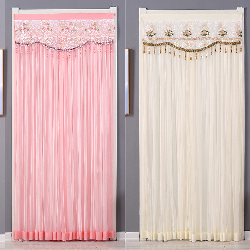 防蚊门帘2024新款遮光蕾丝纱帘隔断帘子卧室家用免打孔魔术贴纱门