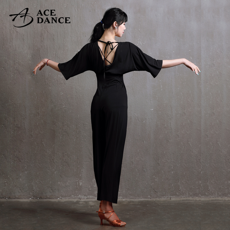 ACEdance瑰意女成人拉丁舞服显瘦高腰美背连体练功舞蹈裤WQ189