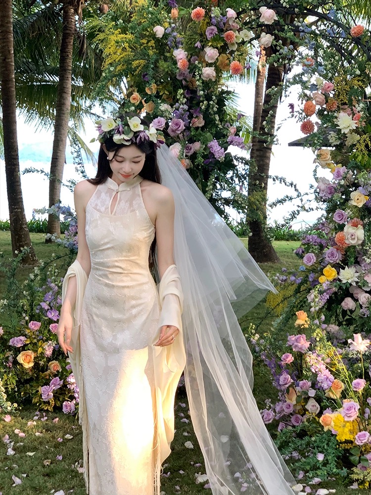 改良连衣裙新中式国风复古长裙子女装夏新款收腰气质长裙开衫套装