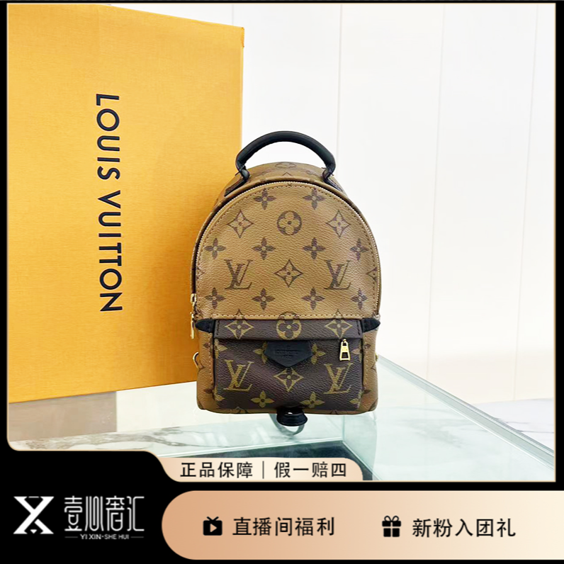 99新 LouisVuitton/路易威登 新款拼色老花迷你经典款双肩包