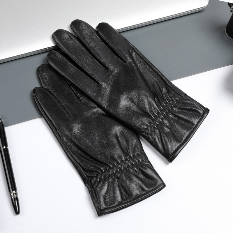 九云洲羊皮手套男秋冬季开车骑车户外加绒加厚保暖摩托车触屏手套