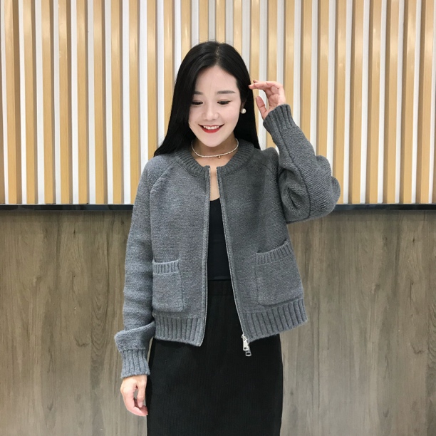 拉链长袖针织衫女秋冬外搭开衫毛衣2024新款气质上衣外套