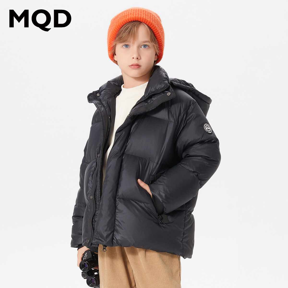 MQD鹅绒服儿童羽绒服连帽防风加厚百搭保暖冬季白鹅绒男女童时尚