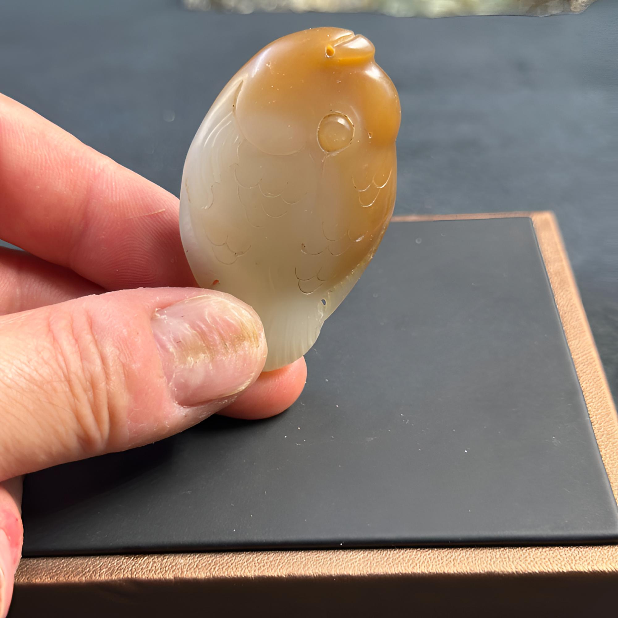 【老孟玉业】和田玉金山糖白巧雕金鱼