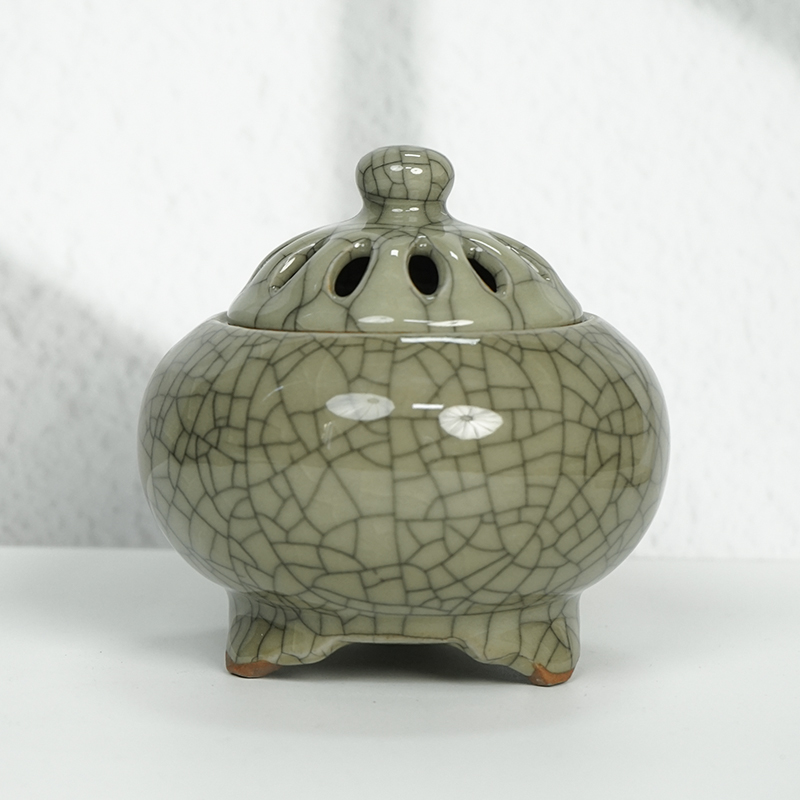 苹果哥窑 贝壳定时调温 开片釉电香炉 家居办公 沉檀香酉圆工坊