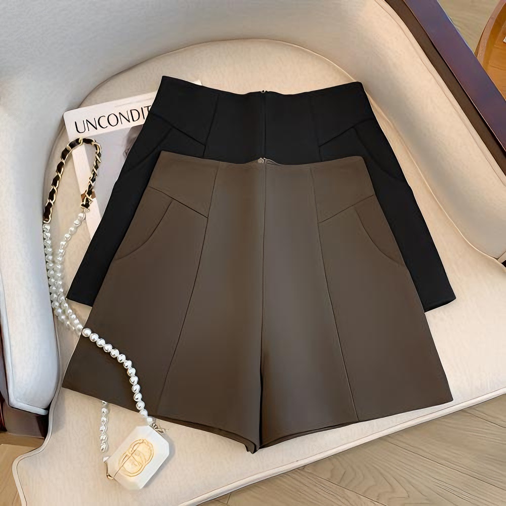 西装短裤女2024年秋冬新款百搭高腰显瘦A字阔腿外穿打底毛呢靴裤