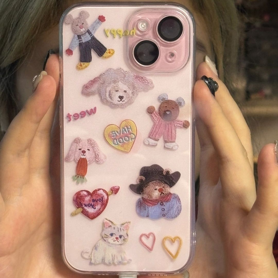 卡通小动物苹果14ProMax手机壳Iphone13/12/11Pro软Xs/Xr透7/8P