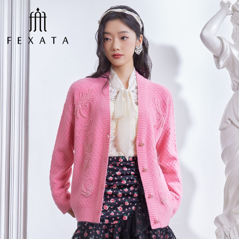 【达人专属】FEXATA斐格思短外套女新品多巴胺针织开衫