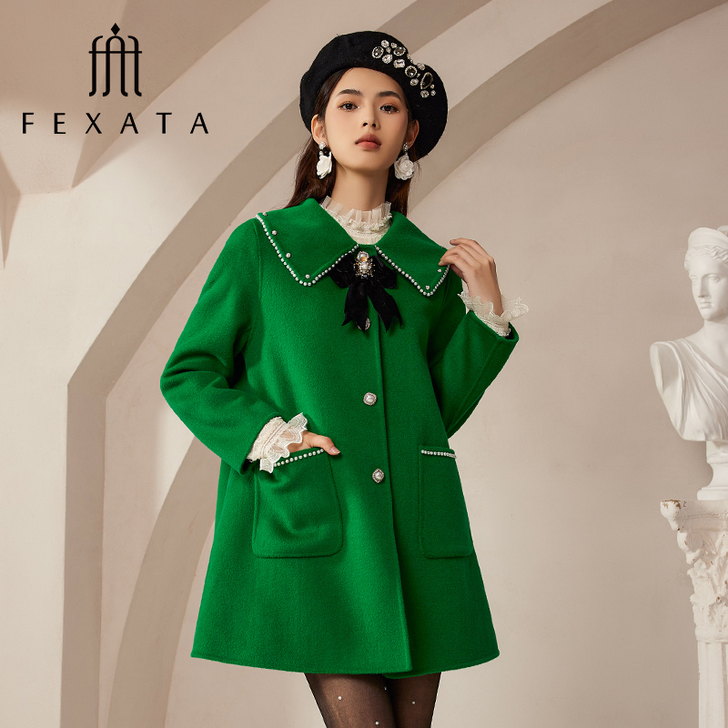 【达人专属】FEXATA斐格思毛呢外套绵羊毛双面呢大衣