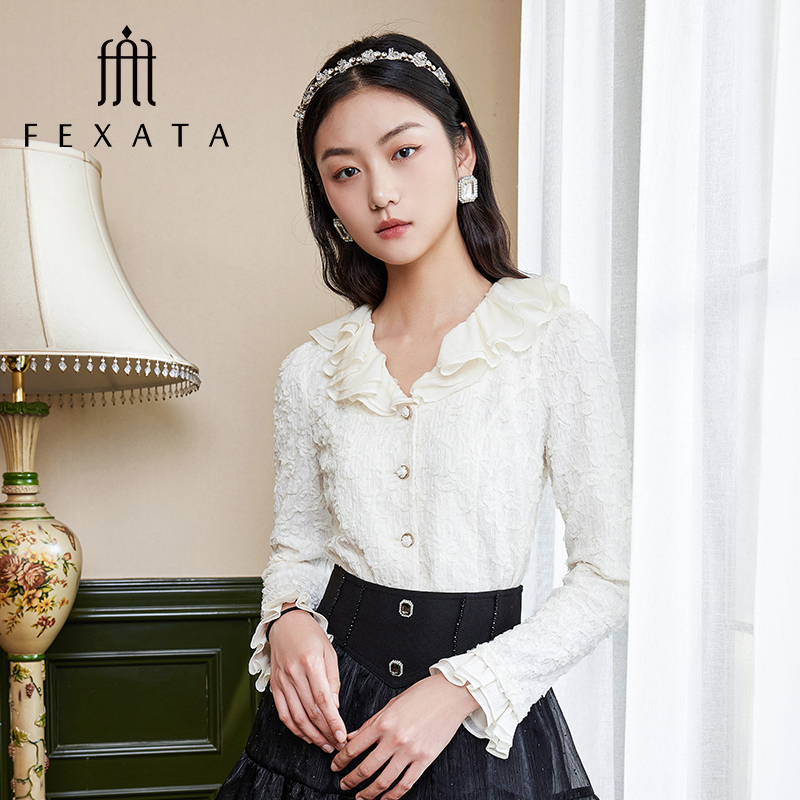 【黄蓉推荐】FEXATA斐格思提花时尚长袖开衫减龄洋气上衣