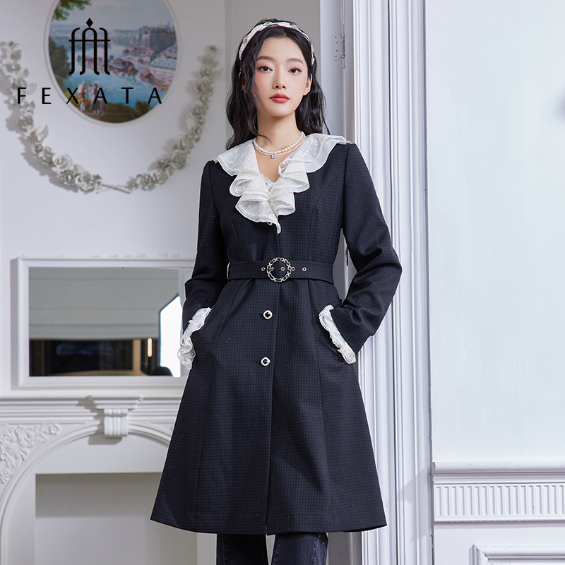 【白姐专属】FEXATA斐格思外套女荷叶领中长款外套