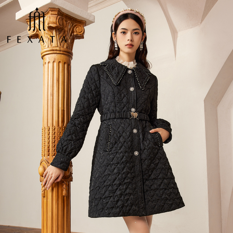 【黄蓉推荐】FEXATA斐格思外套女玫瑰提花保暖棉服