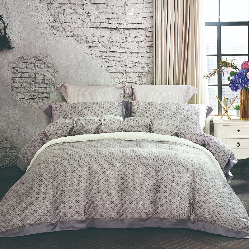 【水星家纺】高档粉色简约法式风奥莉弗60s纯棉床单被套床品