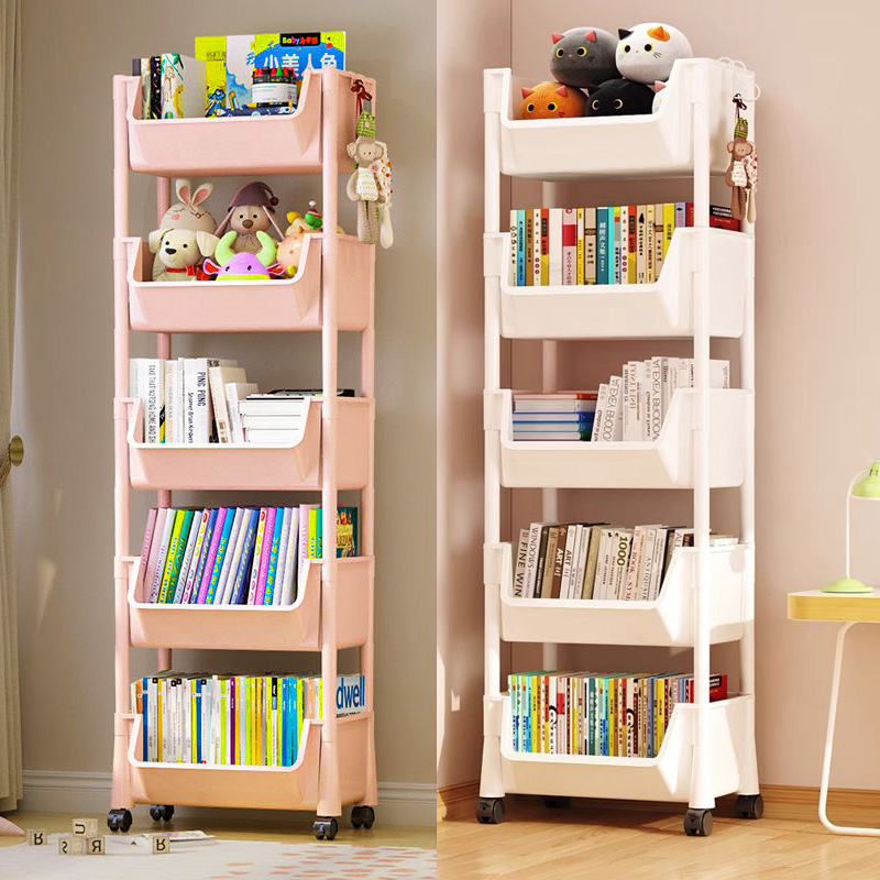 【五层书架】可移动书架置物架儿童玩具收纳架家用落地简易桌下零食