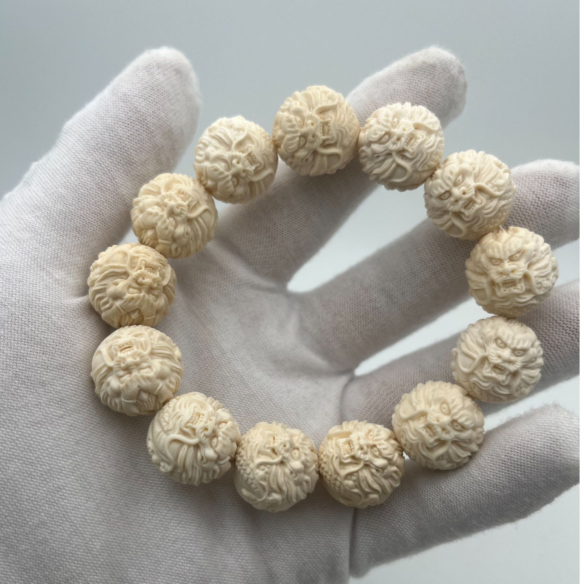 HJZ/雕刻龙珠手串18mm/15mm/ 天然保真猛犸牙