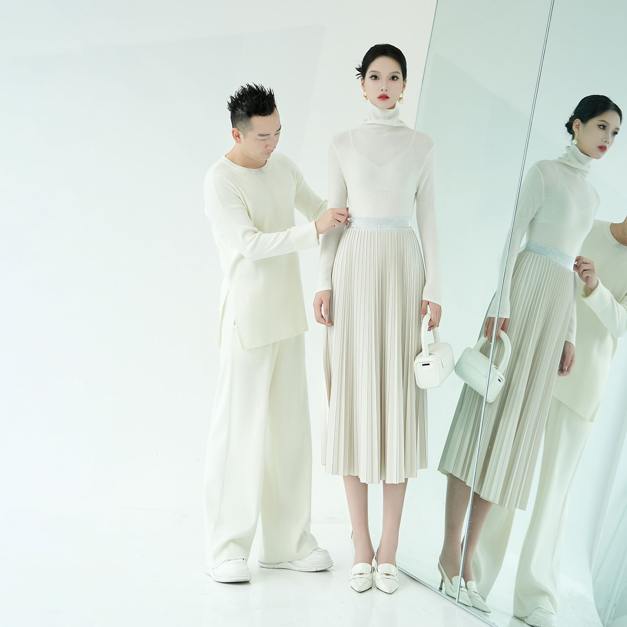 XIANPIN/鲜品丝绒百褶裙