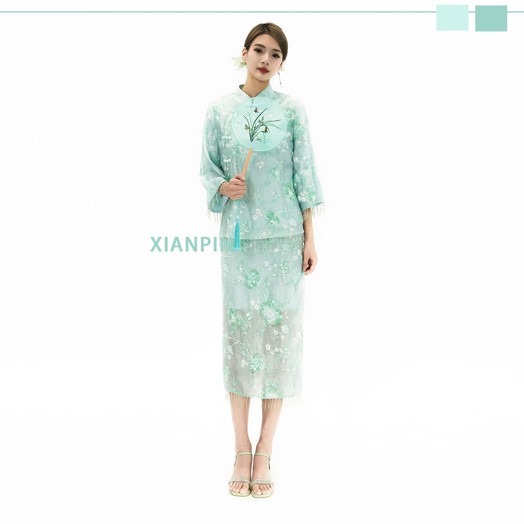 XIANPIN鲜品【小佳碧玉】醋酸上衣