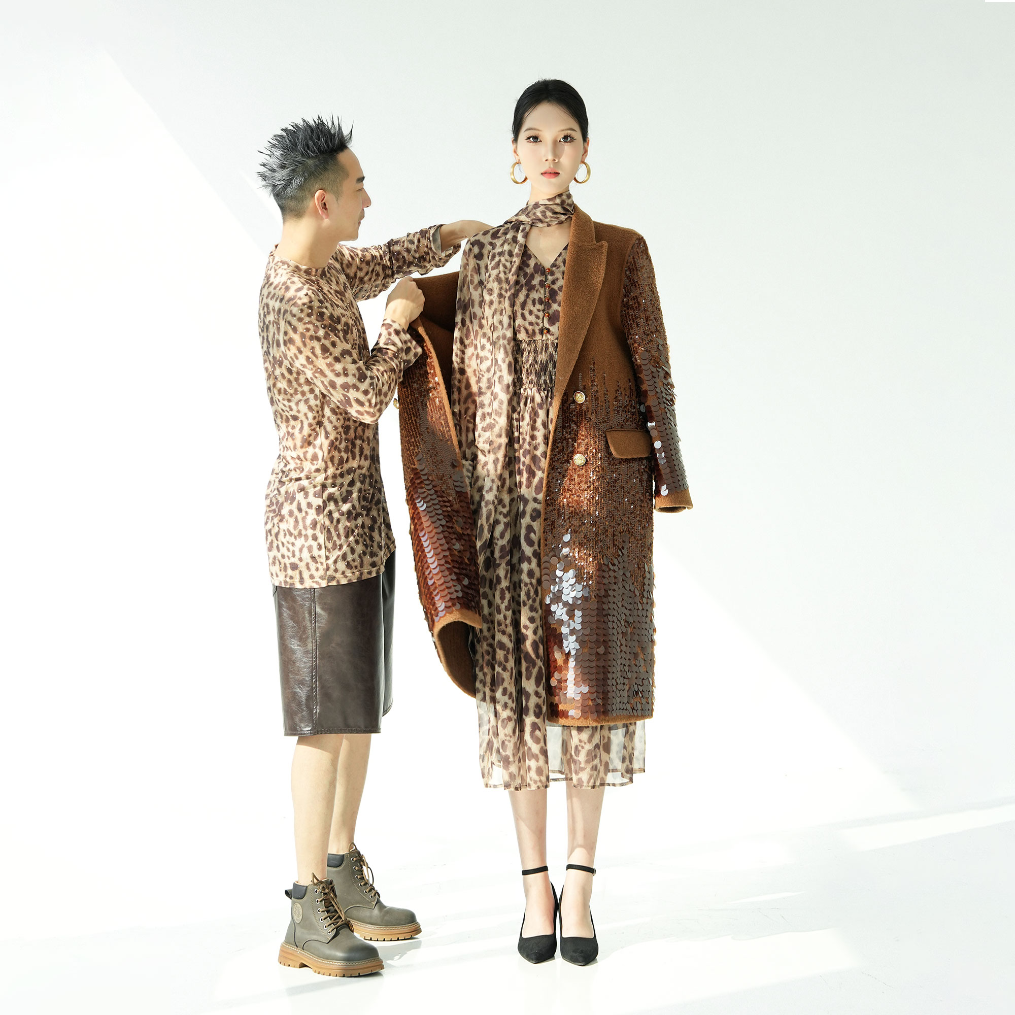 XIANPIN/鲜品【琥珀】亮片双面呢大衣