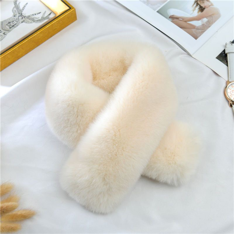 天鹅绒级整皮獭兔毛围巾女冬季韩版小众围脖吸扣双面真毛保暖加厚