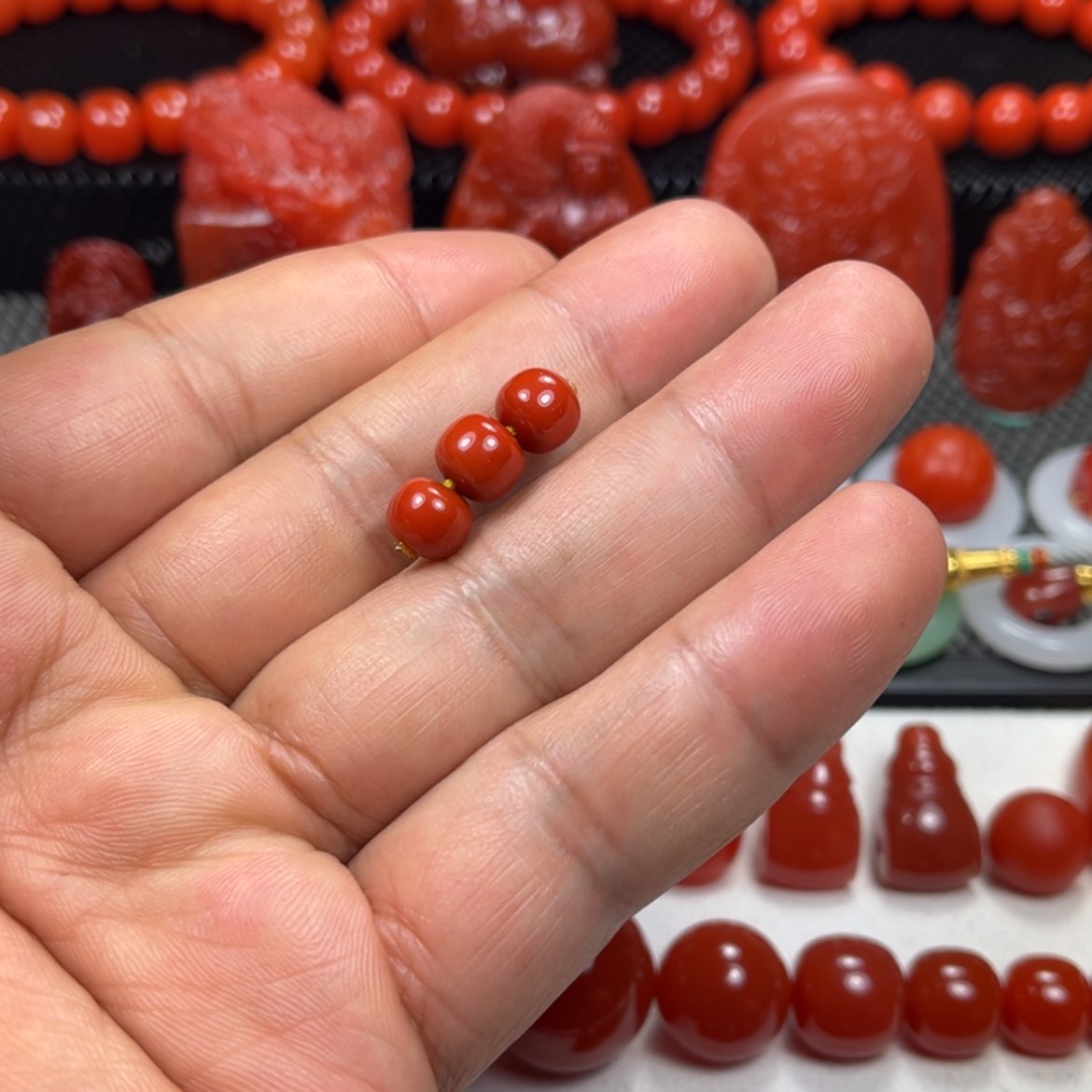 【闪购商品】南红玛瑙保山南红老型套装未镶嵌@*、