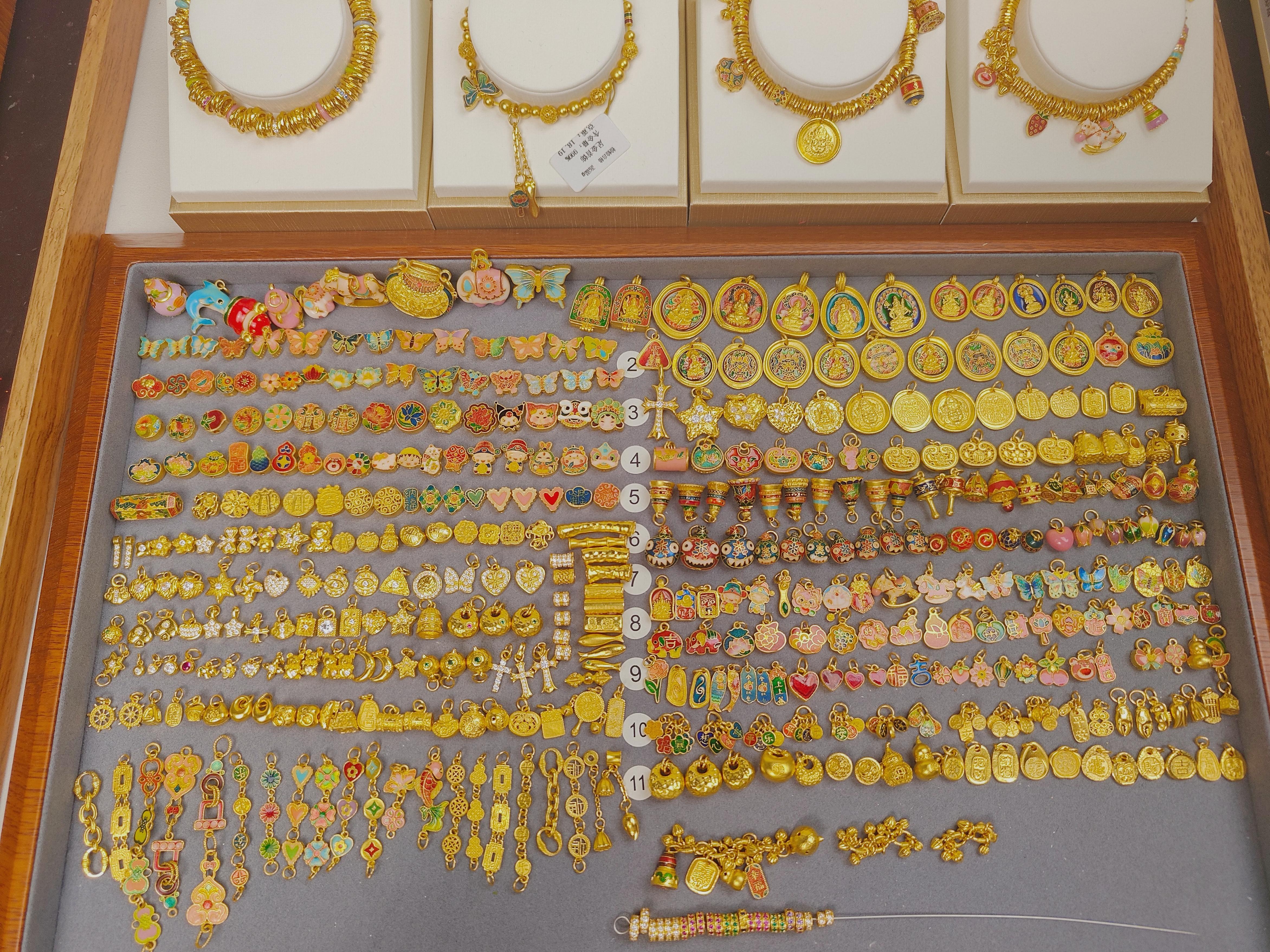 直播专用 （婧婧）足金999高温烧蓝 0工费 多样性发货发其一