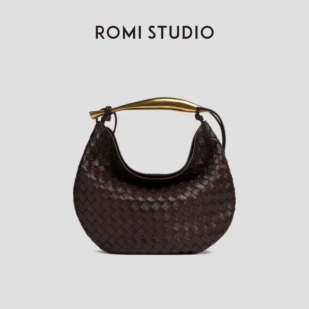 ROMI STUDIO羊皮纯手工编织沙丁鱼手柄手拎大号包包23AWB045