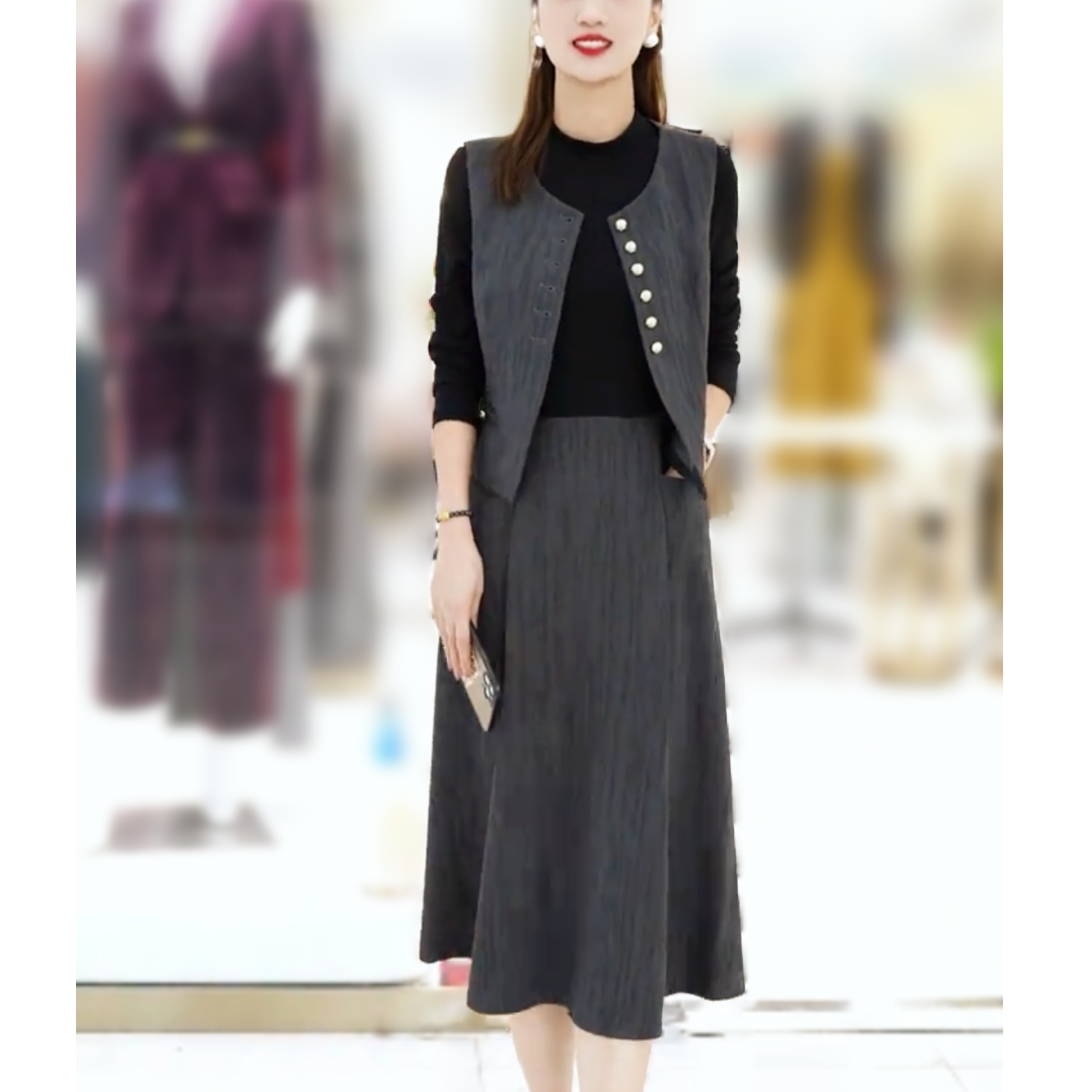 Y436525回味依衣高级感时尚设计师两件套女装连衣套裙