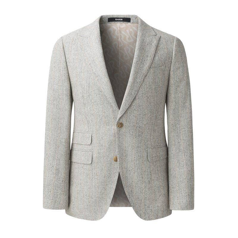 RARE威雅男装秋冬款浅灰拼米色时尚休闲简约西服外套